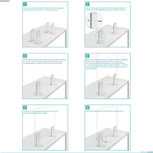 Laden Sie das Bild in den Galerie-Viewer, Thekenaufsteller Trennwand / Spuckschutz PLEXIGLAS klar mit Metallfüßen Weiß (Höhe justierbar) - Caretec Germany - Plexi, Trennwände
