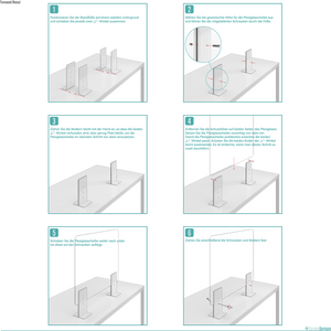Thekenaufsteller Trennwand / Spuckschutz PLEXIGLAS klar mit Metallfüßen Anthrazit (Höhe justierbar) - Caretec Germany - Plexi, Trennwände