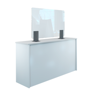 Thekenaufsteller Trennwand / Spuckschutz PLEXIGLAS klar mit Metallfüßen Anthrazit (Höhe justierbar) - Caretec Germany - Plexi, Trennwände