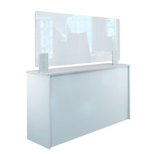 Thekenaufsteller Trennwand / Spuckschutz PLEXIGLAS klar mit Metallfüßen Weiß (Höhe justierbar) - Caretec Germany - Plexi, Trennwände