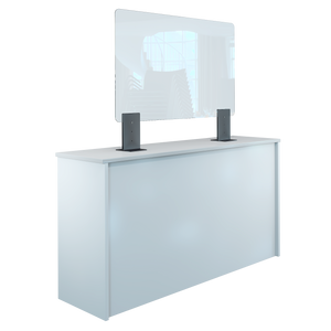 Thekenaufsteller Trennwand / Spuckschutz PLEXIGLAS klar mit Metallfüßen Anthrazit (Höhe justierbar) - Caretec Germany - Plexi, Trennwände