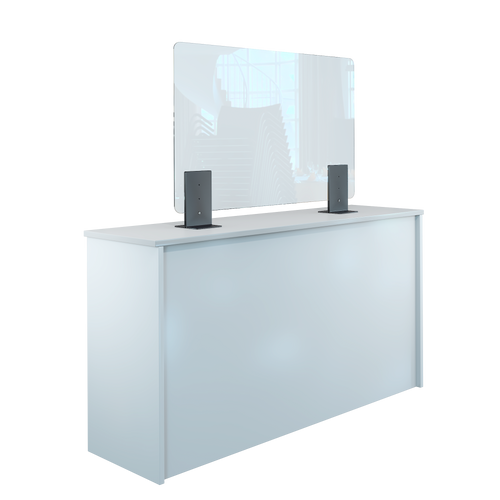 Thekenaufsteller Trennwand / Spuckschutz PLEXIGLAS klar mit Metallfüßen Anthrazit (Höhe justierbar) - Caretec Germany - Plexi, Trennwände